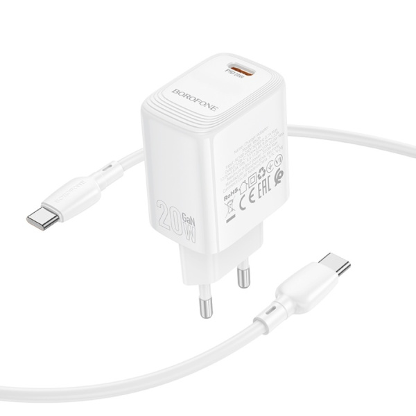 Зарядное_устройство - TypeC 20W/3A BOROFONE BN26 PD + кабель Type-C-Type-C белый