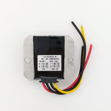 Преобразователь DC/DC в корпусе out 24V  3A, in 8..23V, StepUp, IP67, 64*57*22, YJ12S2403L-M