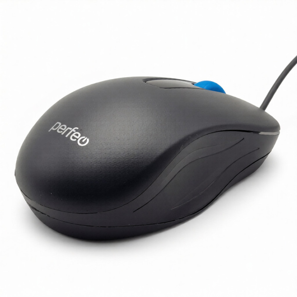 Мышь USB Perfeo ELEGANT (C3597) оптическая, бесшумная, 3кн., 1000dpi, кабель 1,8м, черная
