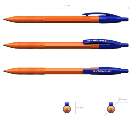 Ручка шариковая Erich Krause "R-301 Orange Matic" автомат, синяя, 0,7мм (38512)