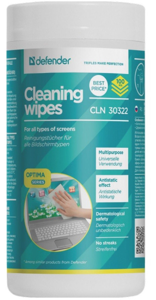 Салфетки_чистящие - для экранов DEFENDER CLN30322 100 шт