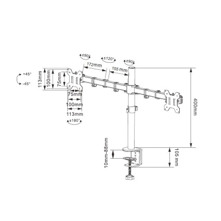 Кронштейн для мониторов Buro M052 черный 15"-27" макс.16кг крепление к столешнице