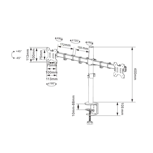 Кронштейн для мониторов Buro M052 черный 15"-27" макс.16кг крепление к столешнице