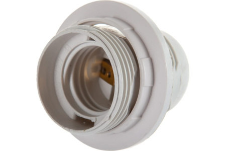Патрон электрический Е27 Volsten V03-P-WR-E27, резьбовой, с кольцом, белый