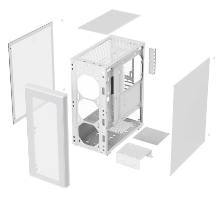 Корпус mATX Б_БП XASTRA A300M 4ARGB-C6 WH White (USB3.0,Audio,белый,Mesh,4х120мм ARGB+ARGB PWM HUB 6ports,CPU Cooler до 160мм, VGA до 340мм)