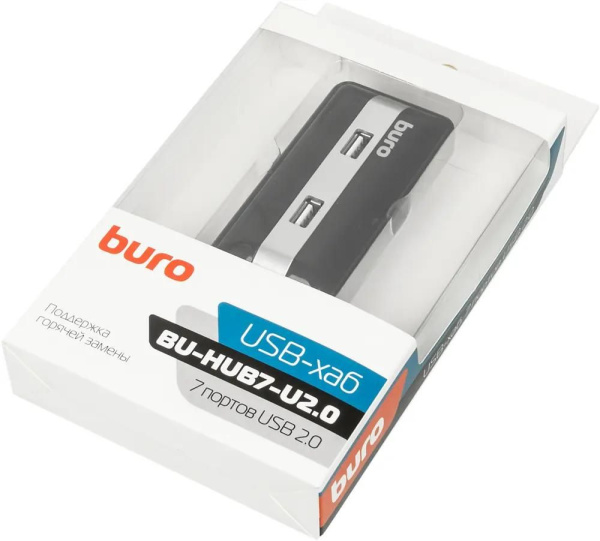 USB_Хаб 7xUSB_2.0 Buro BU-HUB7-U2.0 черный