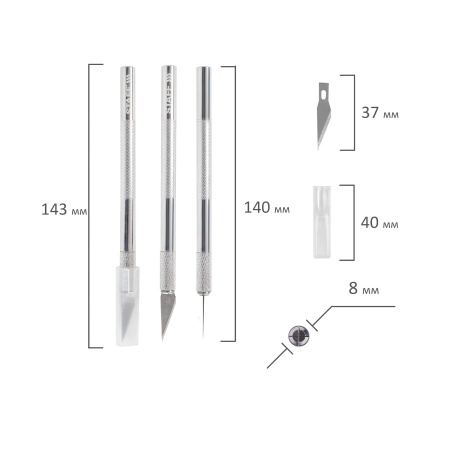 Нож -скальпель STAFF сменные лезвия 6шт (238258)