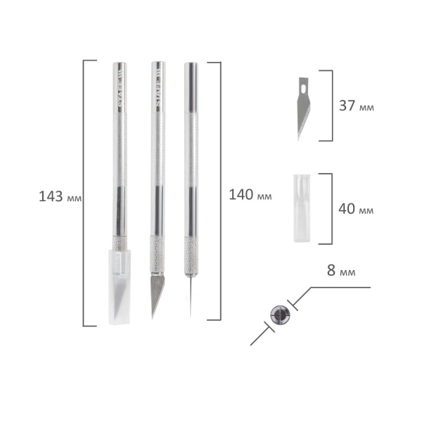 Нож -скальпель STAFF сменные лезвия 6шт (238258)