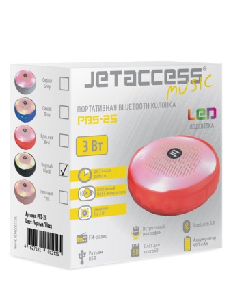 Портативная колонка Jet.A PBS-25 Bluetooth 1x3Вт 400mAh Черный