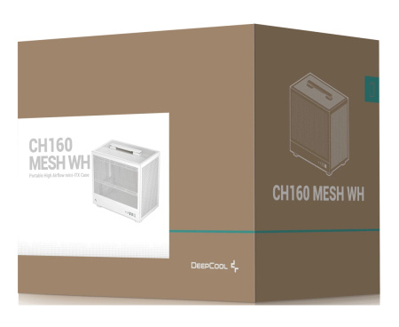 Корпус MINI-ITX Б_БП Deepcool CH160 MESH WH (2*USB3.0,Type-C,Audio,TG,белый,ручка)