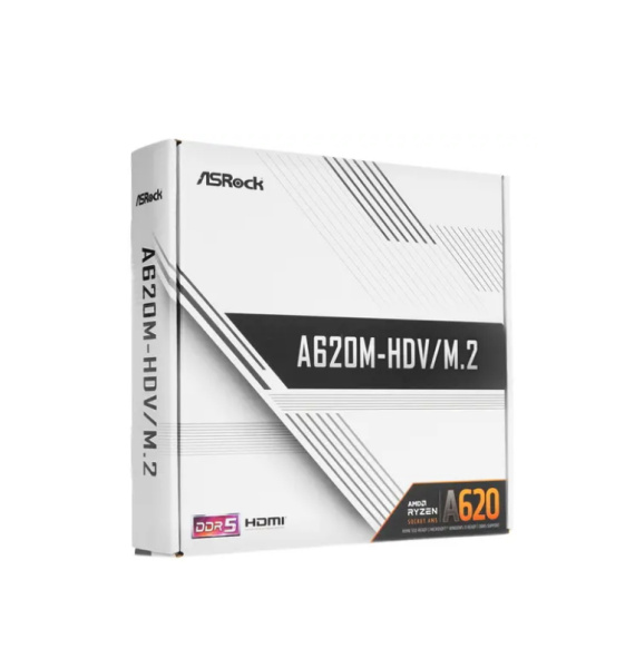 Мат.плата SocAM5 AMD A620 ASRock A620M-HDV/M.2 (mATX,2DDR5,2M.2,PCI-E16,2PCI-E,DP,HDMI,PC6400)