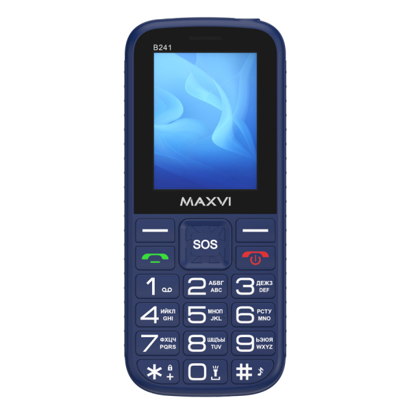 Сотовый Maxvi B241 Blue 2sim/2.4"/320*240/microSD/1.3МП/Bt/2300мАч/моноблок