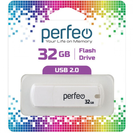 Флеш-накопитель USB2.0 32Gb Perfeo C05 (PF-C05W032) Белый