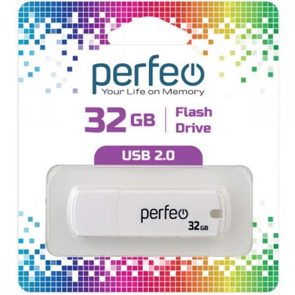 Флеш-накопитель USB2.0 32Gb Perfeo C05 (PF-C05W032) Белый