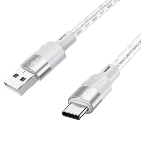 Кабель USB Type-C (m) - USB(m) HOCO X99 1м 3A, прозрачный/серый