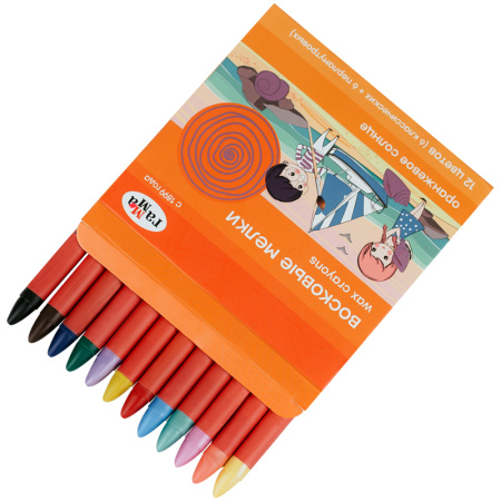 Мелки восковые 12цв. ГАММА "Оранжевое солнце" перламутр. + классич. (161220202)