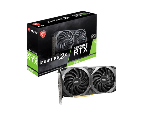Видеокарта GeForce RTX3060 MSI 12Гб VENTUS 2X OC GDDR6,192bit,HDMI,3DP (RTX 3060 VENTUS 2X 12G OC) ret
