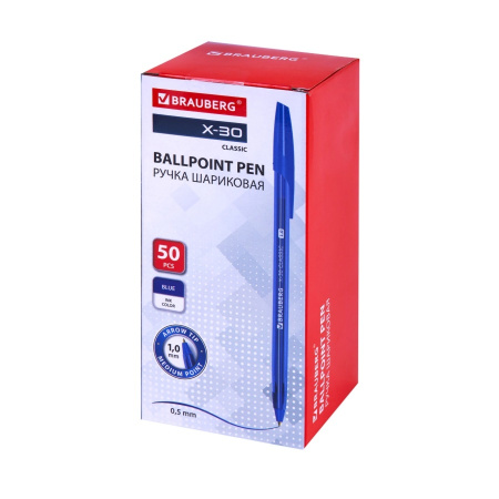 Ручка шариковая BRAUBERG "X-30" Classic 1мм. синяя (144331)