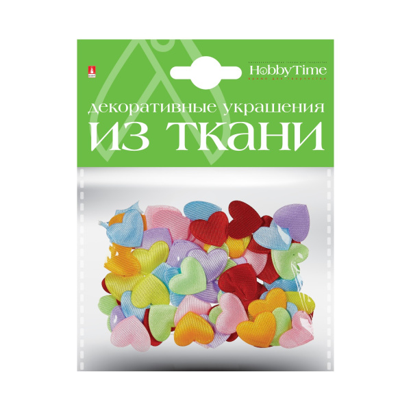 Декоративные украшения из ткани, набор №11, "Сердечки S" Hobby Time 2-159/07