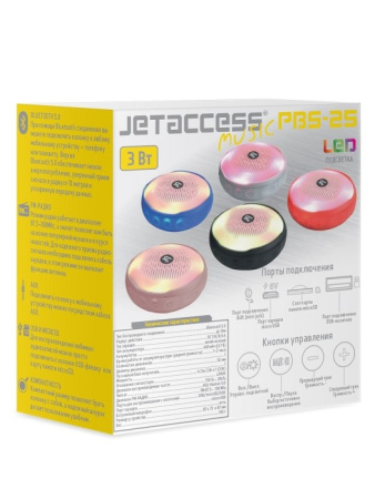 Портативная колонка Jet.A PBS-25 Bluetooth 1x3Вт 400mAh Черный