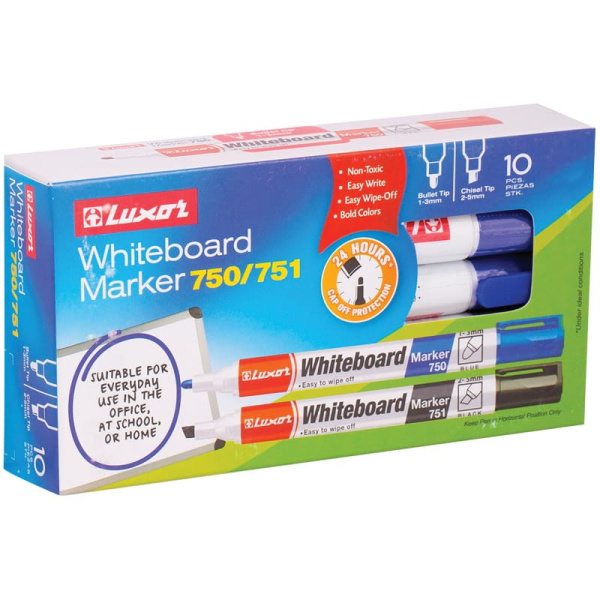 Маркер для доски LUXOR "750" синий, пулевидный, 1-3мм (3382)