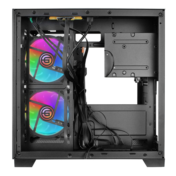 Корпус mATX Б_БП Ginzzu V390 RGB (USB3.0, Audio, черный,3х120мм RGB, пульт ДУ, "стеклянный куб")