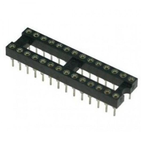 Панелька для микросхемы, шаг 2.54, DIP-28, ширина 7.62, цанговая, SCSM-28