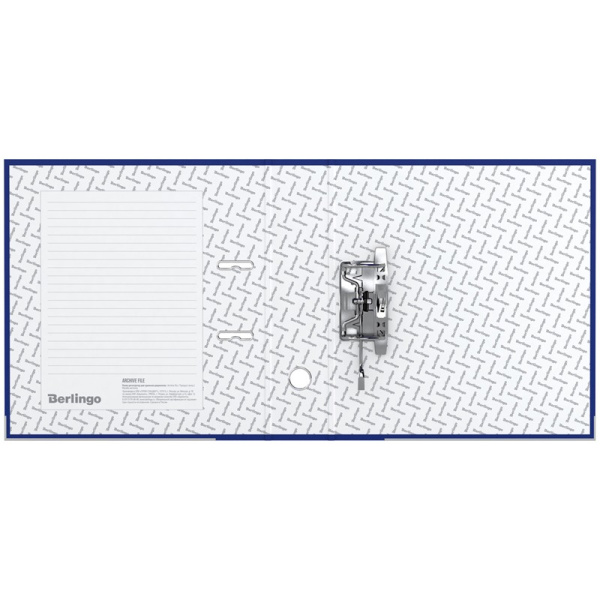 Папка-регистратор 80мм. BERLINGO "Hyper" бумвинил, нижний метал. кант, синяя (ATb_80502)