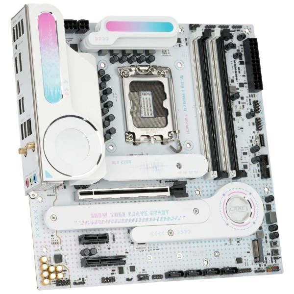 Материнская плата Maxsun MS-iCraft B760M CROSS B760, LGA1700, 4*DDR5, 1*PCIEx16, 1*PCIEx4, 1*PCIEx1, 3*M.2, 1*TypeC, 6*USB3.2Gen1, 8*USB2.0, 4*SATA3.0, 2.5G, DP, HDMI, M-ATX, RTL