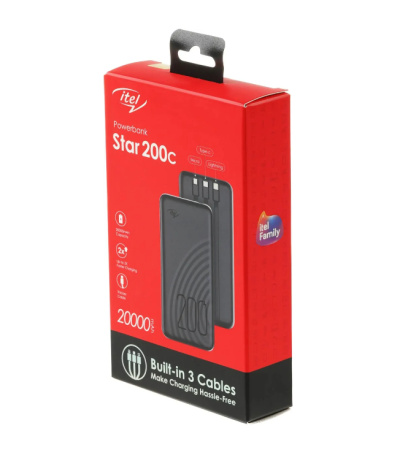 Аккумулятор внешний 20000_mAh Itel Star 200С 2.1A черный