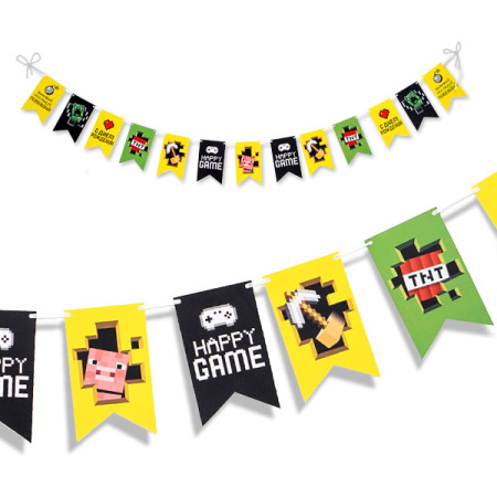 Бумажная гирлянда "Пиксели" флажки, 2м, Поиск,  4690296076214