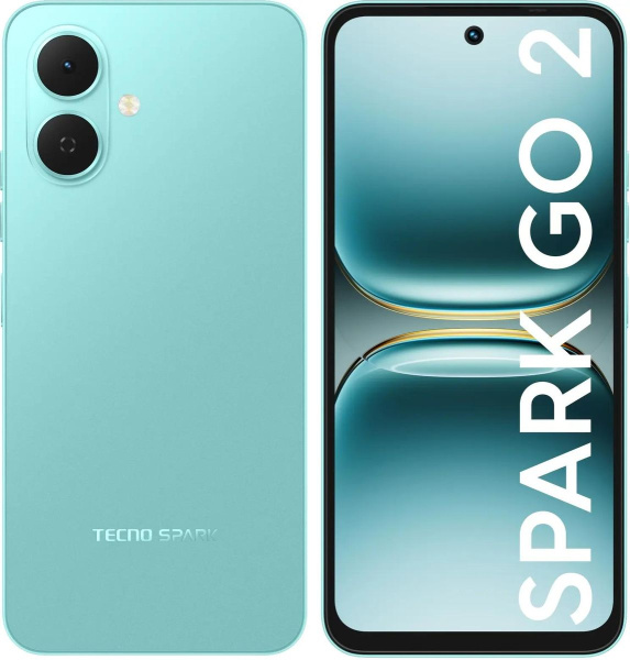 Смартфон Tecno SPARK Go 2 3Гб 64Гб Turquoise Green 6.67", IPS, 1600*720, 2*1.8+6*1.6ГГц, 13Мп, 8Мп, 4G, 5000мАч, And 15