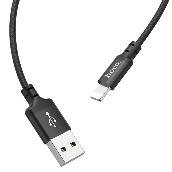 Кабель Lightning (m) - USB(m) HOCO X14, 2.0A, 2м, черный,текстильный