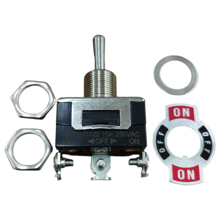 Переключатель тумблерный ON-OFF-ON, SPDT, 29*15.8мм М12, AC 250в, 15а, E-TEN1122