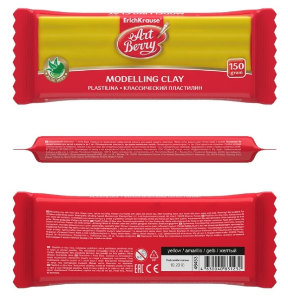 Пластилин 150гр. ErichKrause классический, желтый (46453)