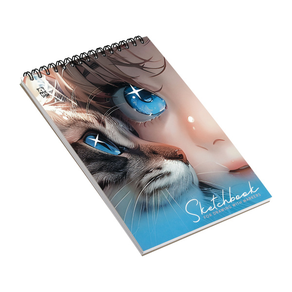 Скетчбук 50л., А5, MESHU "Сute girl", для маркеров, на гребне, (MS_64036)