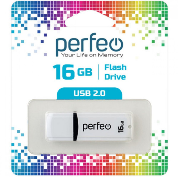 Флеш-накопитель USB2.0 16Gb Perfeo C02 (PF-C02W016) Белый