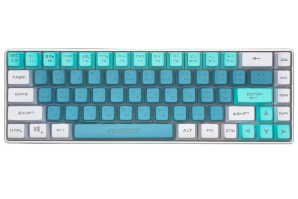 Игровая клавиатура USB Jet.A Panteon M2 c LED подсветкой, мембранная, 68 клавиши, голубая белая