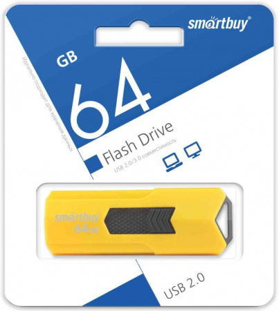 Флеш-накопитель USB2.0 64GB SmartBuy STREAM (SB64GBST-Y) желтый