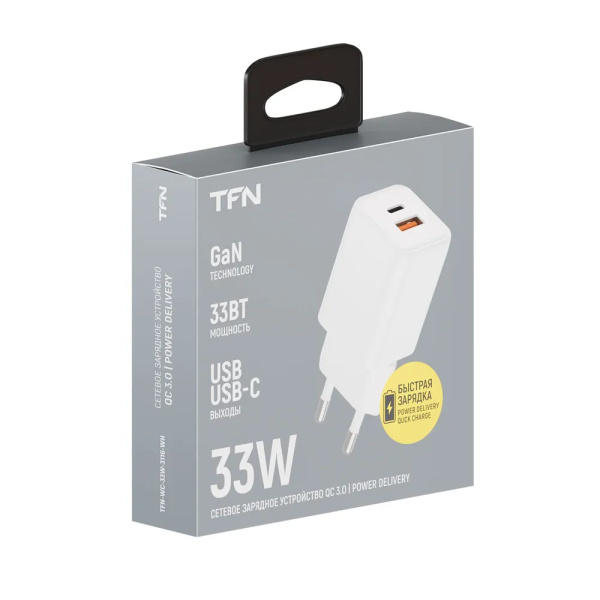 Зарядное_устройство - TypeC+USB 33W PD TFN белый (TFN-WC-33W-3116-WH)