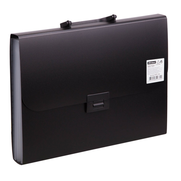 Папка-портфель пластиковый, 7 отделений, OfficeSpace, черный F06P1_334