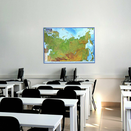 Карта "РФ" физическая BRAUBERG интерактивная, 1:7.5М 116*80см (112394)