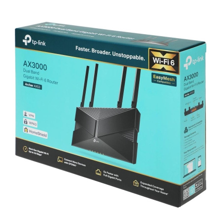 Маршрутизатор TP-Link Archer AX53 802.11n/ac/ax AX3000 574+2402_Mbps 4xLAN_1000 Мбит/с