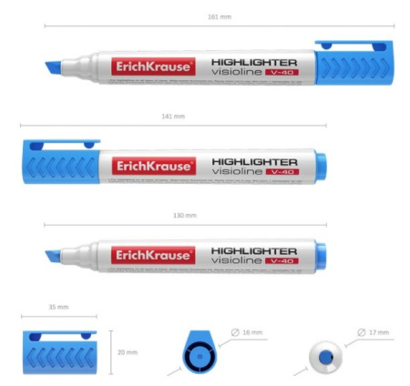Маркер текстовыделитель Erich Krause "V-40" голубой (30978)
