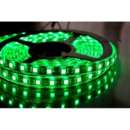 лента светодиодная 12в, 5050, 60шт/м, 14.4вт/м, зеленый, IP65