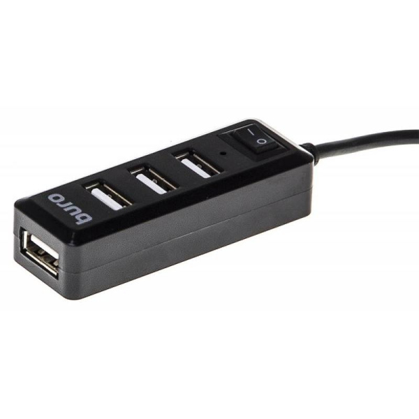 USB_Хаб 4xUSB_2.0 Buro BU-HUB4-0.5L-U2.0 черный