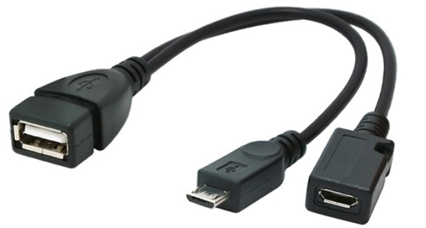 Кабель USB2.0 USB(f)-MicroUSB(m)  0.15м Cablexpert (A-OTG-AFBM-004), OTG с доп.питанием, черный