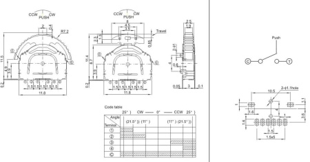 Переключатель движковый LY-K2-01 (1P4T), SMD, на плату, угловой, (DC 5V 0.01A)