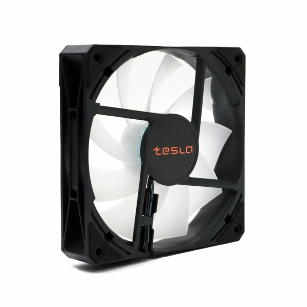 Кулер в корпус 120x120x25 TESLA RGB120 LB (sleeve/1200rpm/3pin+molex,черный,FRGB)[TSL-120-LB]
