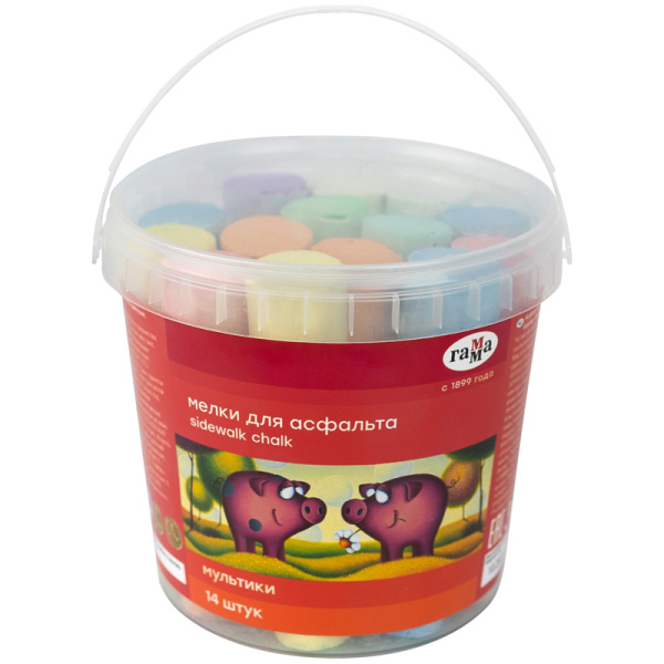 Набор цветного мела 6цв. 14шт. Гамма "Мультики" для асфальта (171220211)